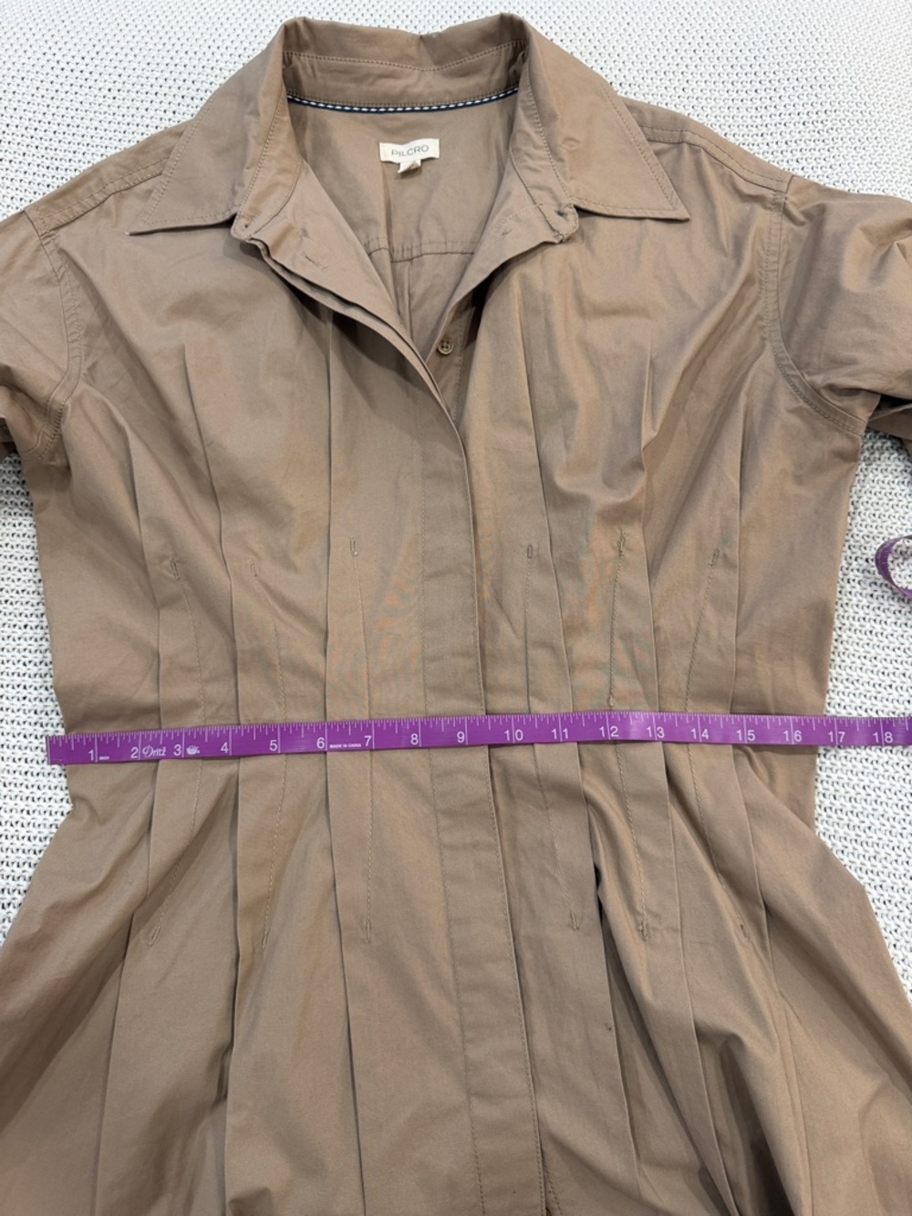 Pilcro‎ Pintuck Tan Mini Shirt Dress - Picture 11 of 14